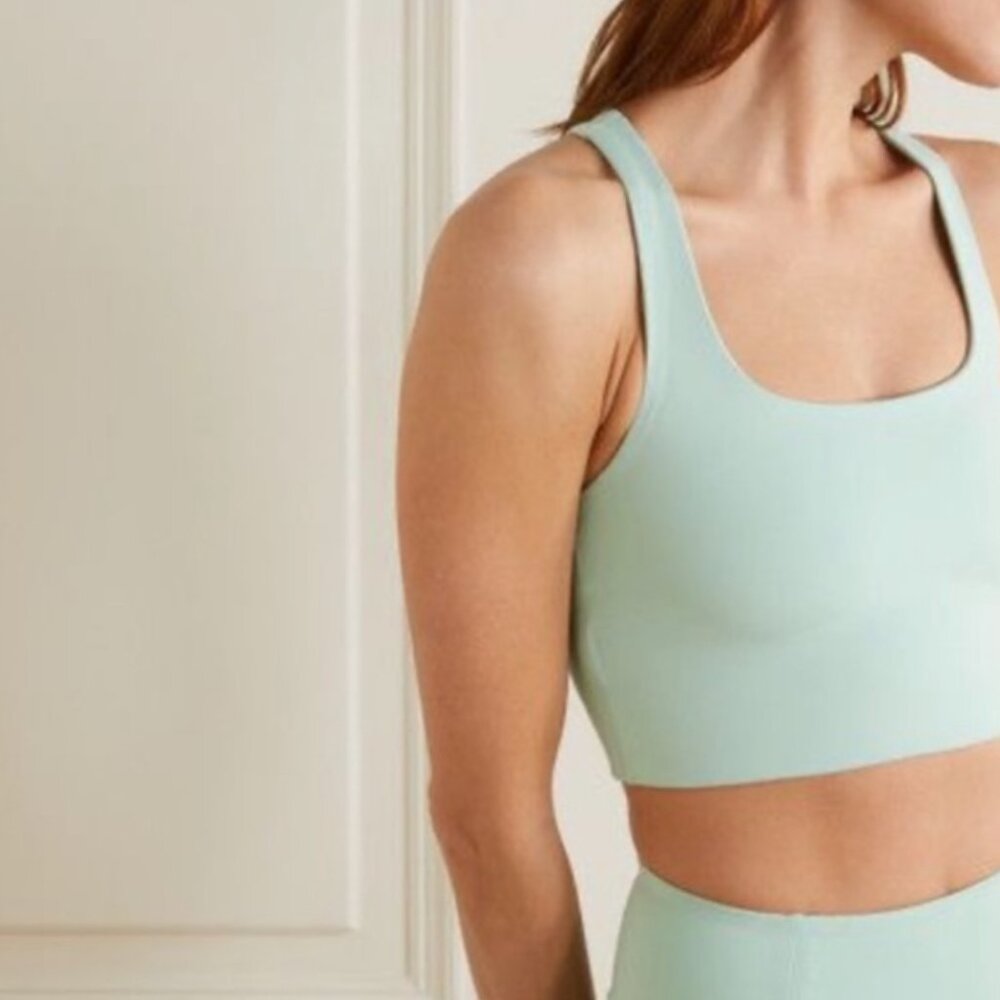 Girlfriend Collective Paloma Sports Bra Light Green Racerback Workout Size M